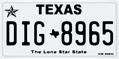 TX license plate DIG8965
