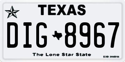 TX license plate DIG8967
