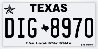 TX license plate DIG8970