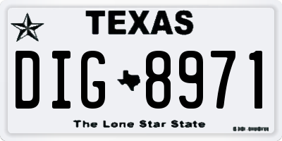 TX license plate DIG8971