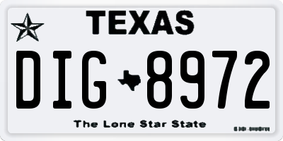 TX license plate DIG8972