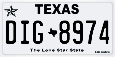 TX license plate DIG8974