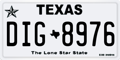 TX license plate DIG8976