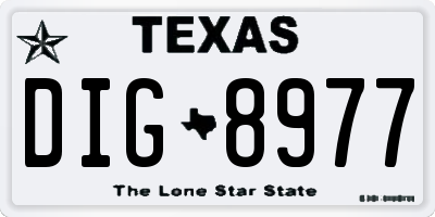 TX license plate DIG8977