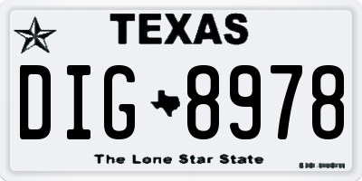 TX license plate DIG8978
