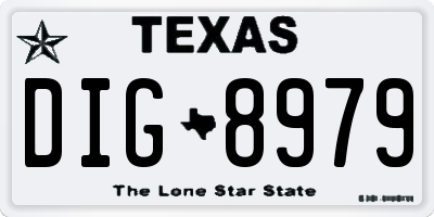 TX license plate DIG8979