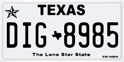 TX license plate DIG8985