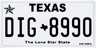 TX license plate DIG8990