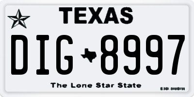 TX license plate DIG8997