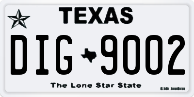 TX license plate DIG9002