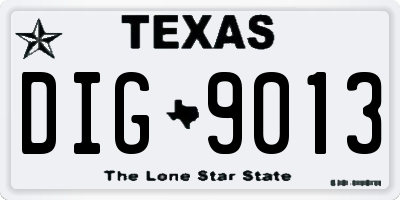 TX license plate DIG9013