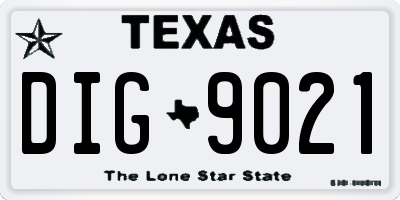 TX license plate DIG9021