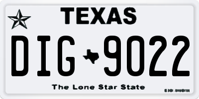 TX license plate DIG9022
