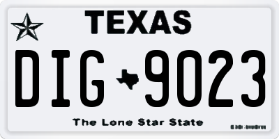 TX license plate DIG9023