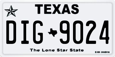TX license plate DIG9024