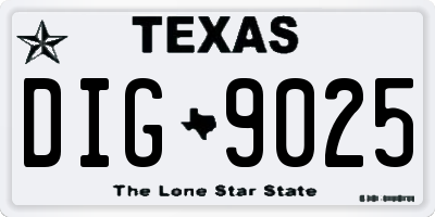 TX license plate DIG9025