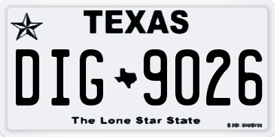 TX license plate DIG9026