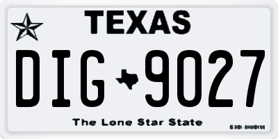TX license plate DIG9027