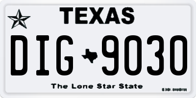 TX license plate DIG9030