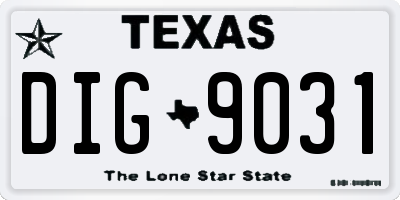TX license plate DIG9031