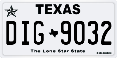 TX license plate DIG9032