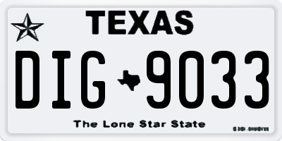 TX license plate DIG9033