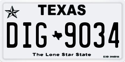 TX license plate DIG9034