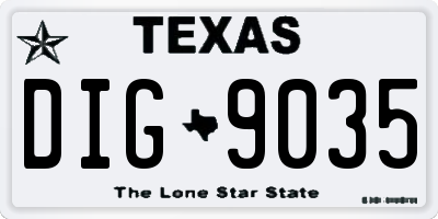 TX license plate DIG9035