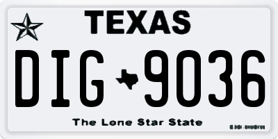 TX license plate DIG9036