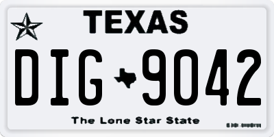 TX license plate DIG9042