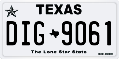 TX license plate DIG9061