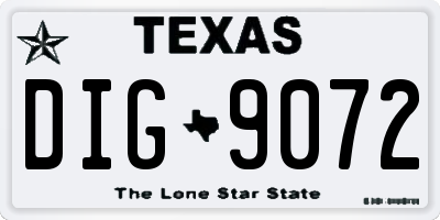 TX license plate DIG9072
