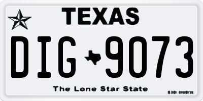 TX license plate DIG9073