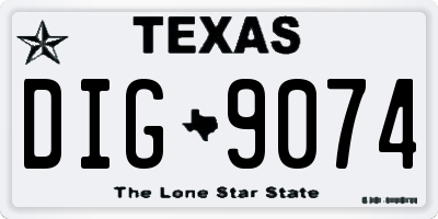TX license plate DIG9074