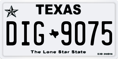 TX license plate DIG9075