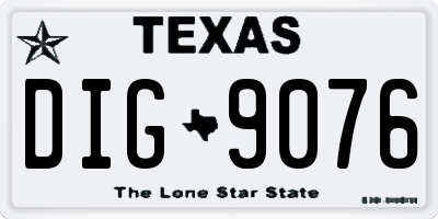 TX license plate DIG9076