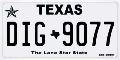 TX license plate DIG9077