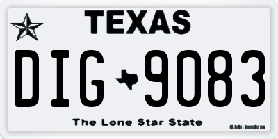 TX license plate DIG9083