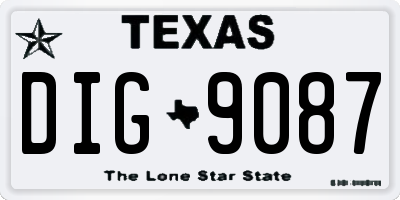 TX license plate DIG9087