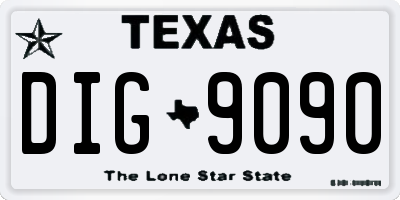 TX license plate DIG9090