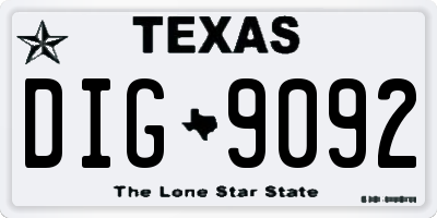 TX license plate DIG9092