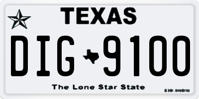 TX license plate DIG9100