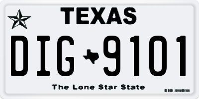 TX license plate DIG9101
