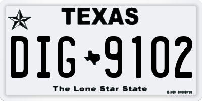 TX license plate DIG9102