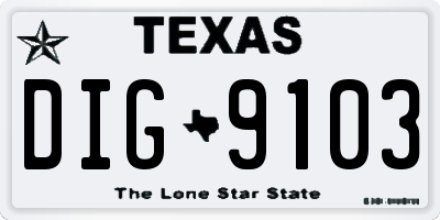 TX license plate DIG9103