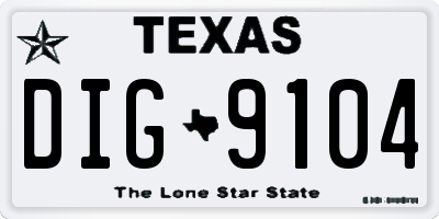 TX license plate DIG9104
