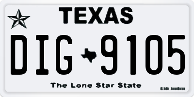 TX license plate DIG9105