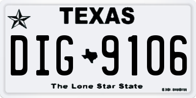 TX license plate DIG9106