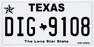 TX license plate DIG9108