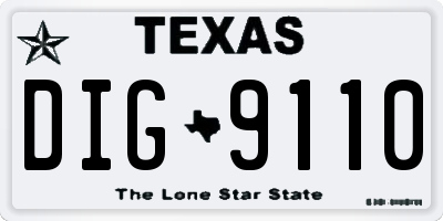 TX license plate DIG9110